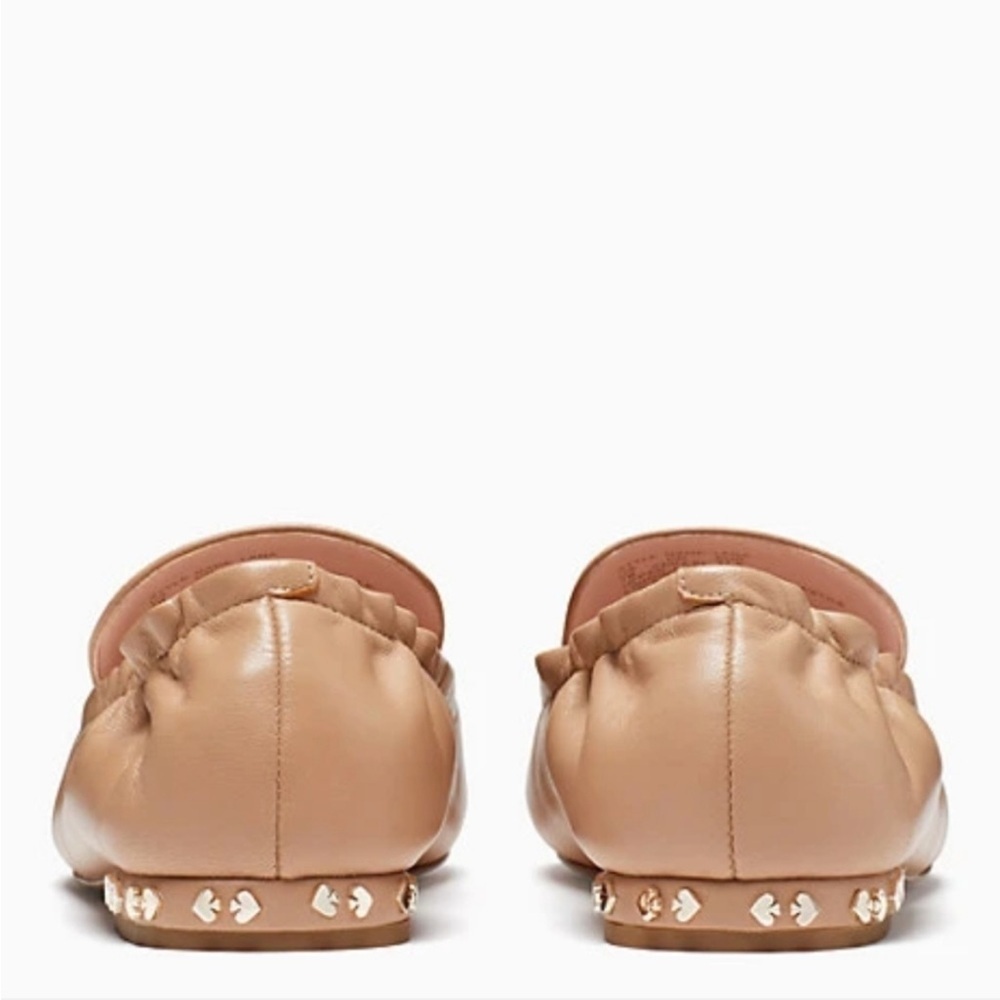 kate spade Nude Leather Ballet Loafers with Stud Heel - Picture 4 of 9